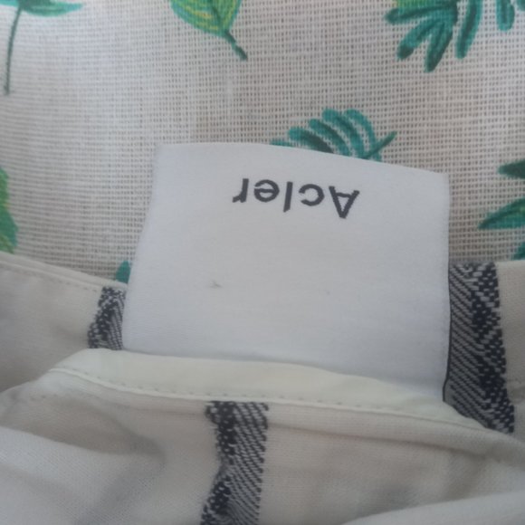 Acler RRP$295 'kingsway' Belted Diamond Grid Stripe Shorts white, grey/blue (6) - Picture 10 of 11